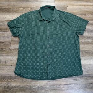 Wulful Brand Green Short-Sleeve Button-Up Shirt Mens 2XL Dense Mirco-Pattern
